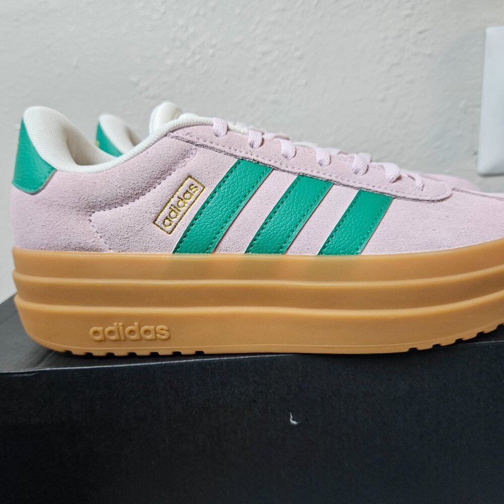 Adidas VL Court Bold Clear Pink Court Green Size 7 Womens Platform Sneaker NEW - Picture 8 of 16